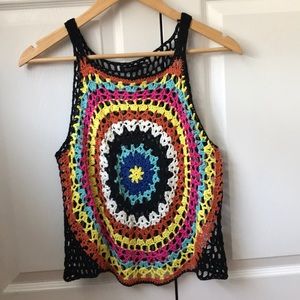 Knit rainbow crop top